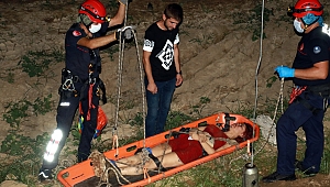 Dere yatağına düşen genç kız kurtarıldı