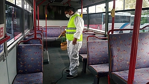 Toplu taşıma araçları dezenfekte edildi