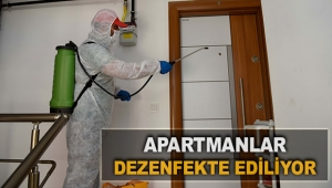 Apartmanlar dezenfekte ediliyor