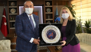 Çavuşoğlu, Rektör  Özkan'ı ziyaret etti