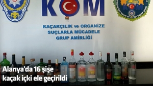 Alanya'da 16 şişe kaçak içki ele geçirildi