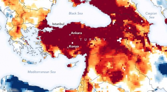 NASA, TÜRKİYE'NİN KURAKLIK HARİTASINI YAYIMLADI