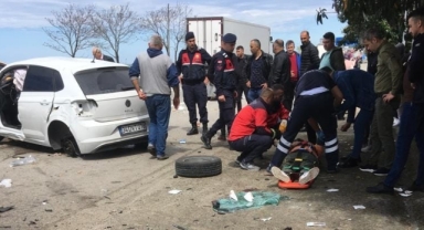 Giresun'da istinat duvarına çarpan otomobildeki 3 kişi yaralandı