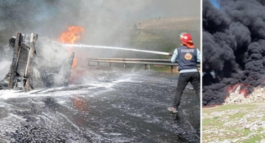 Kamyonetle çarpışan petrol tankeri alev topuna döndü: 1 ölü, 5 yaralı