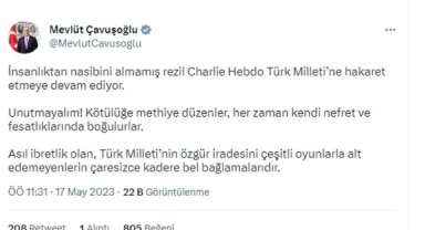 Bakan Çavuşoğlu'ndan Charlie Hebdo'ya tepki