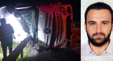 Bariyerlere devrilen TIR'ın şoförü öldü