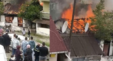 Gecekondu alev alev yandı