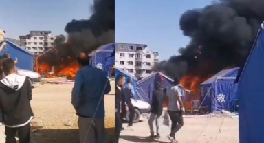 Hatay'daki çadır kentte yangın