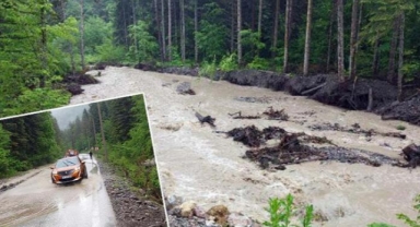 Bolu'da sağanak; dereler taştı, Abant yolunda göçükler oluştu