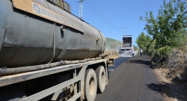 Beldibi yolunda asfalt çalışması