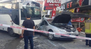 Freni boşalan midibüs, faciadan döndü