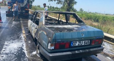 Seyir halindeki araçta yangın çıktı
