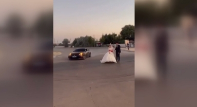 Gelin ile damadın etrafında drift yapan sürücüye para cezası