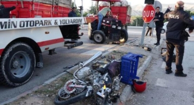 Motosiklet ile traktör çarpıştı: 1 ağır yaralı