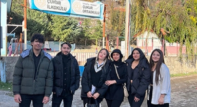 SDÜ'lü öğrenciler köy okuluna destek oldu