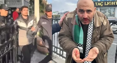 Filistin'e destek yürüyüşündeki vatandaşa yumruklu saldırı