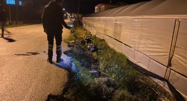 Motosiklet şarampole devrildi