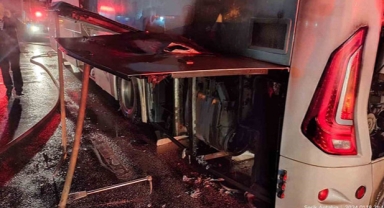 Yolcu otobüsünde korkutan yangın 
