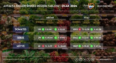 Ocak ayı hal endeksi açıklandı