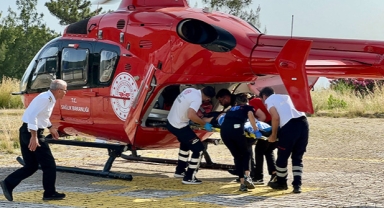 Küçük kız ambulans helikopterle yoğun bakıma kaldırıldı