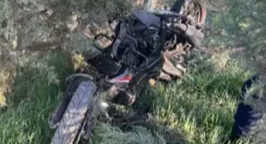 Motosiklet bahçeye uçtu