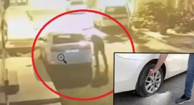 Park halindeki araçların lastiği kesilmiş