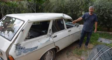 İstinat duvarı otomobilin üstüne çöktü