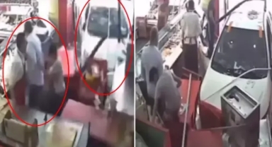 Otomobil kasap dükkanına girdi; O anlar kamerada!