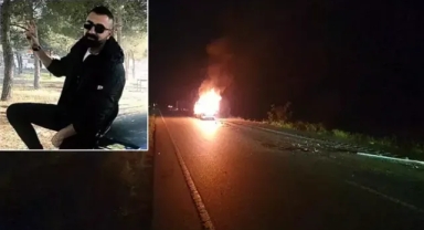 TIR'a çarpan otomobil yandı; sürücü öldü