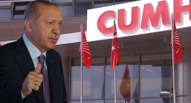 CHP Genel Merkezi'nde forslu bayrak göndere çekildi