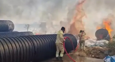 Liman şantiyesinde yangın