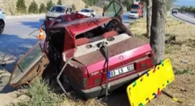 Ağaca çarpan otomobilin sürücüsü öldü