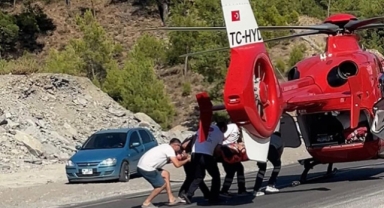 Ambulans helikopterle hastaneye götürüldü