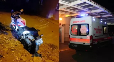 Devrilen motosikletteki 2 kişi yaralandı