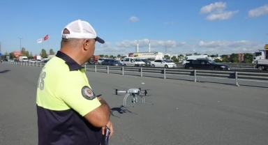 Dron destekli trafik denetimi yapıldı