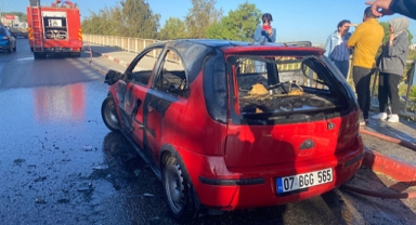 Seyir halindeyken yanan otomobil söndürüldü