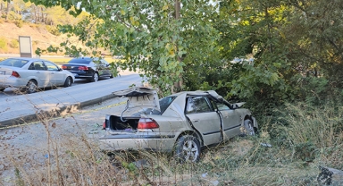 Yoldan çıkıp ağaca çarptı: 1 ölü, 1 yaralı