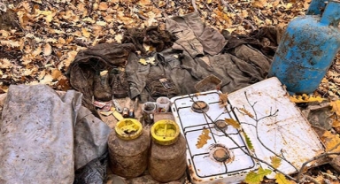 PKK sığınağında yaşam malzemesi bulundu