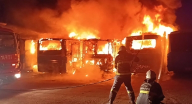 6 halk otobüsü yandı