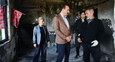 Başkan Kotan'dan evi yanan aileye ziyaret