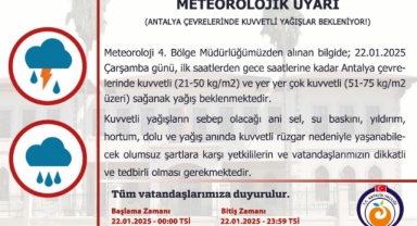 Antalya'da Kuvvetli Yağış Uyarısı!