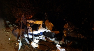 Alkollü sürücü elektrik direğine çarptı