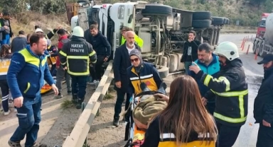 Kamyonun sürücüsü yaralandı