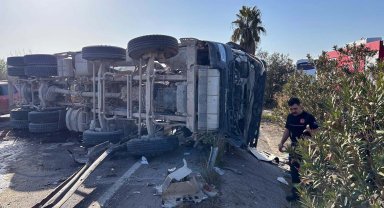 Beton mikserinde sürücü yaralandı