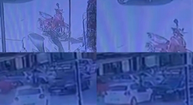 Motosikletin sürücüsü havaya uçtu