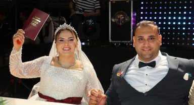 Bedensel engelli milli halterciler dünyaevine girdi