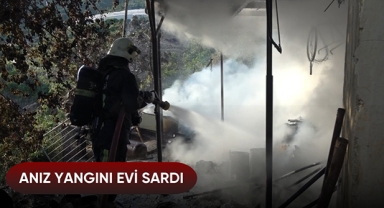 Anız yangını evi sardı