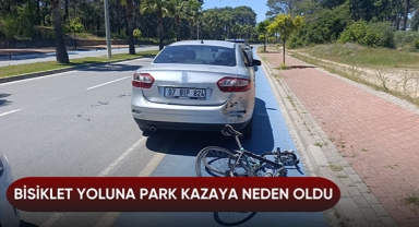 Bisiklet yoluna park kazaya neden oldu