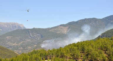 Antalya'nın 2 ilçesindeki orman yangınlarına müdahale 2'nci günde de sürüyor