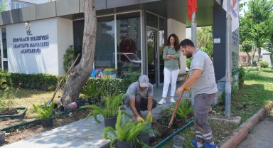 Konyaaltı'nda muhtarlık binaları çiçeklendiriliyor